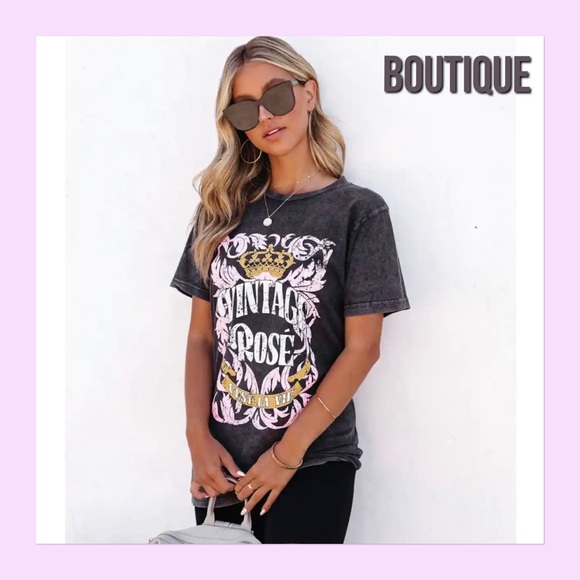 NWT, Vintage Rose SPRING  Cotton Tee, XS, S - Picture 9 of 11